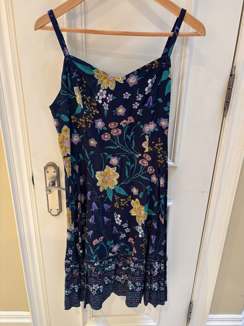 Old Navy Navy Floral Midi Slip Dress